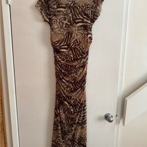 Elegant Brown Patterned Dress